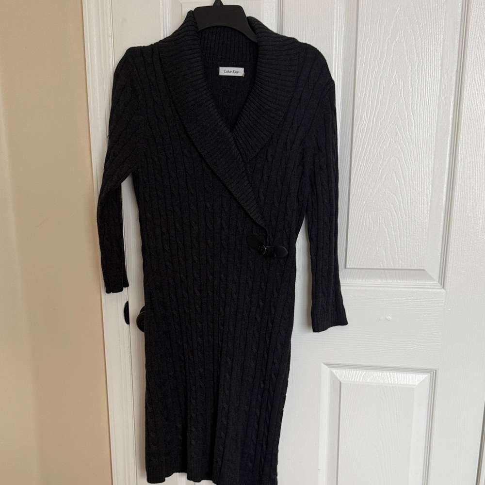 Calvin Klein Black Knit Wrap Dress
